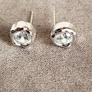 Alexis Bittar Asterales Molten Bezel Stud Earrings - Silver